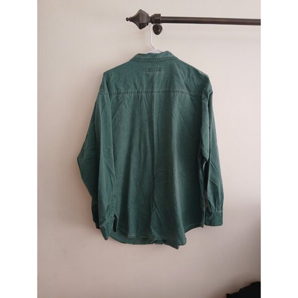 Venezia Womens 18/20 Green Button Down Shirt Long Sleeve Casual 90s Grunge - Picture 4 of 4